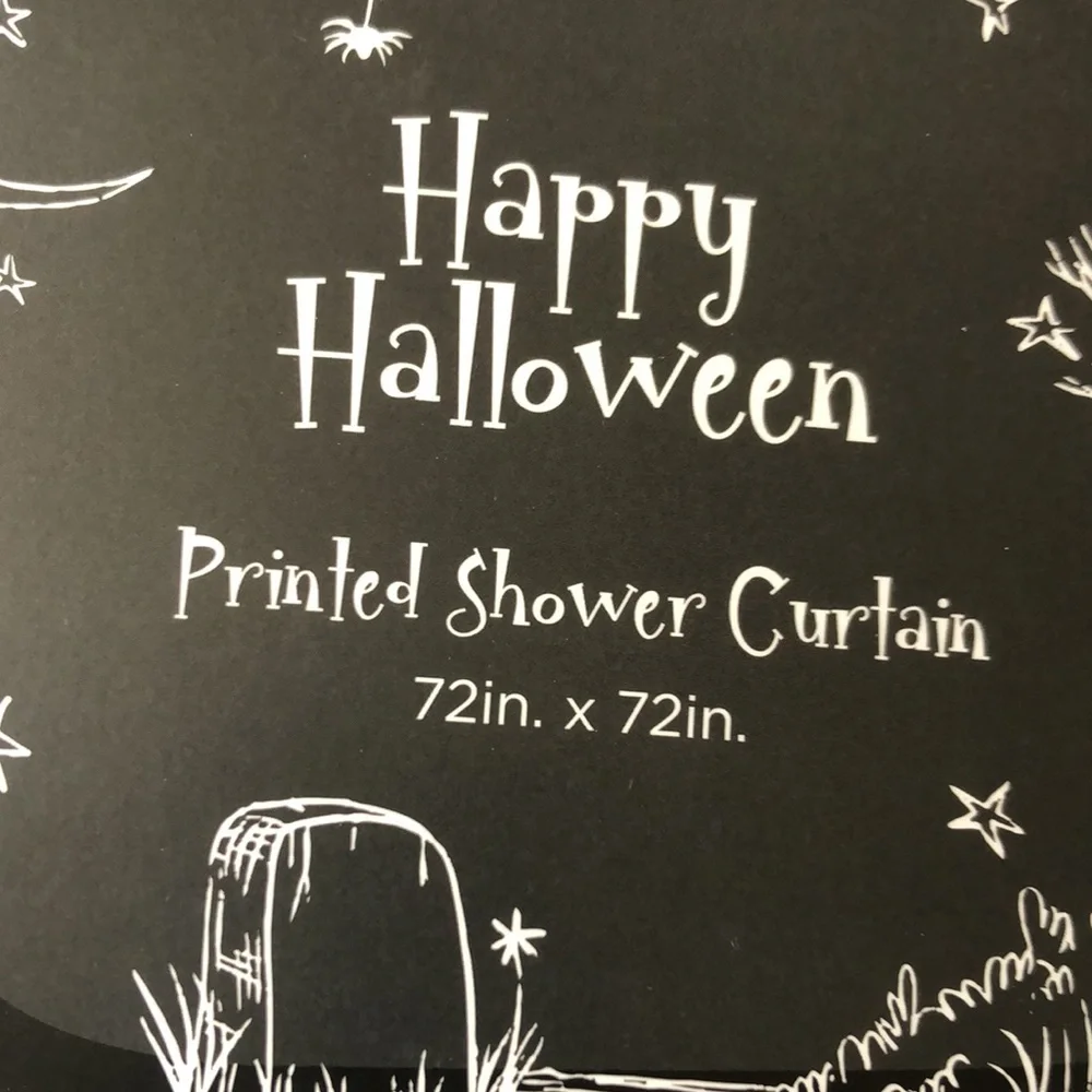 Happy Halloween Black & White Skeleton Couple Shower Curtain